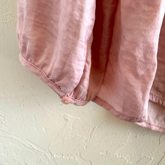 Old Navy Blush Pink V Neck Peasant Boho Long Sleeve Poet Blouse Sz L - Picture 9 of 9